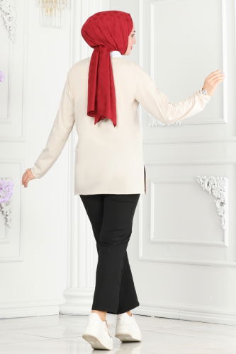 moda selvim TUNIC 20412ETT926 Beige - Thumbnail