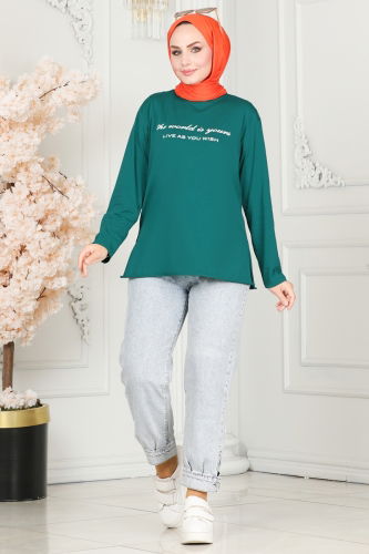 moda selvim Tunic 20412ETT926 Emerald - Thumbnail