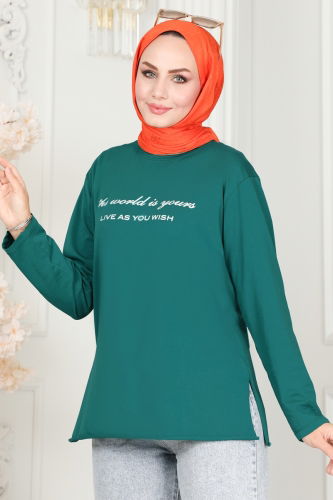 moda selvim TUNIC 20412ETT926 Emerald - Thumbnail