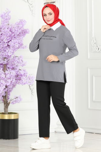 moda selvim TUNIC 20412ETT926 Gray - Thumbnail