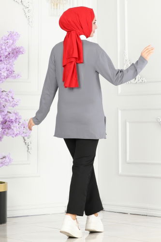 moda selvim Tunic 20412ETT926 Gray - Thumbnail