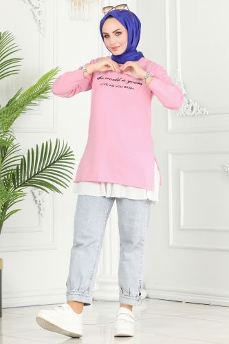 moda selvim TUNIC 20412ETT926 Pink - Thumbnail