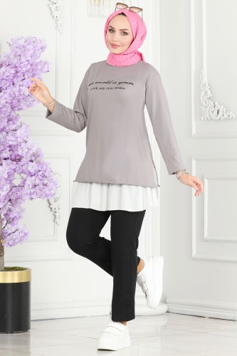 moda selvim TUNIC 20412ETT926 Silver - Thumbnail