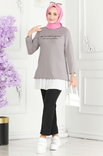 moda selvim Tunic 20412ETT926 Silver - Thumbnail