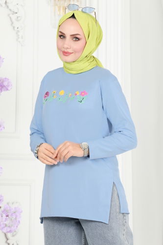 moda selvim TUNIC 20413ETT926 Baby Blue - Thumbnail