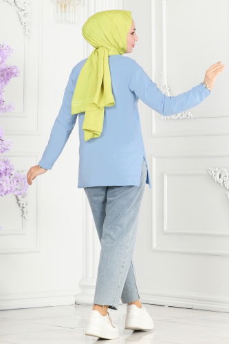 moda selvim TUNIC 20413ETT926 Baby Blue - Thumbnail