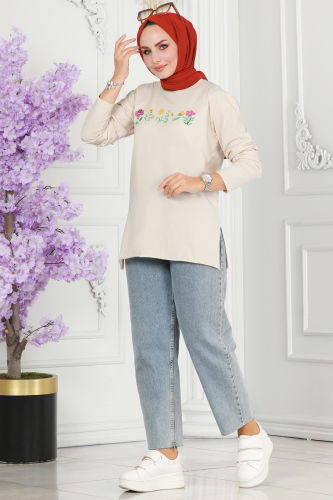 moda selvim TUNIC 20413ETT926 Beige - Thumbnail