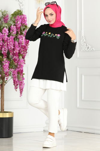 moda selvim Tunic 20413ETT926 Black - Thumbnail