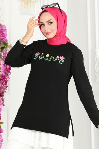 moda selvim Tunic 20413ETT926 Black - Thumbnail