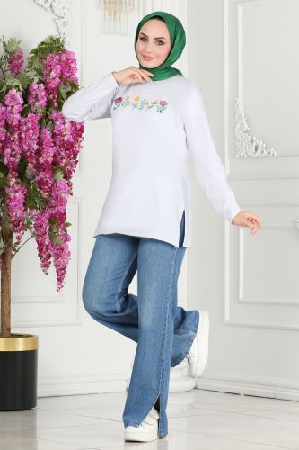 moda selvim TUNIC 20413ETT926 Ecru - Thumbnail