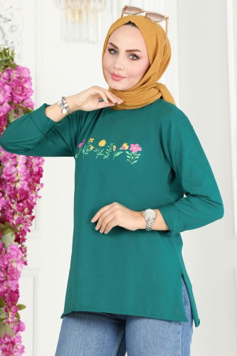 moda selvim Tunic 20413ETT926 Emerald - Thumbnail