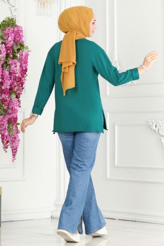 moda selvim TUNIC 20413ETT926 Emerald - Thumbnail