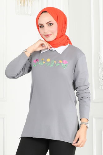 moda selvim TUNIC 20413ETT926 Gray - Thumbnail