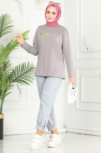 moda selvim Tunic 20413ETT926 Silver - Thumbnail