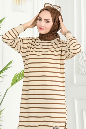 moda selvim Tunic 20417ETT926 Brown - Thumbnail