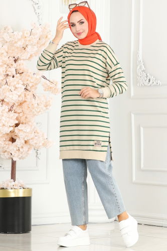 moda selvim Tunic 20417ETT926 Emerald - Thumbnail