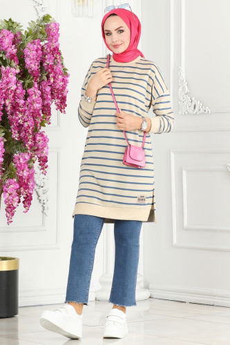 moda selvim TUNIC 20417ETT926 Indigo - Thumbnail