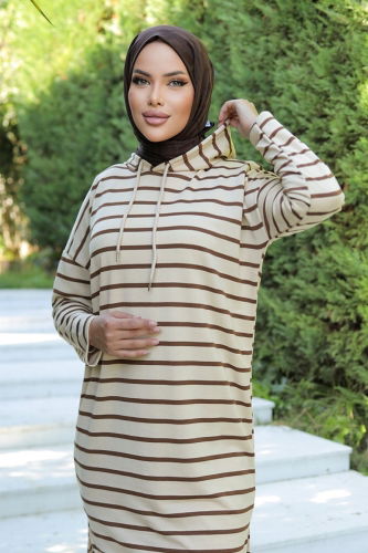 moda selvim Tunic 20451ETT926 Brown - Thumbnail