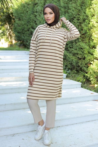 moda selvim Tunic 20451ETT926 Brown - Thumbnail