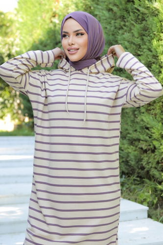 moda selvim Tunic 20451ETT926 Lilac - Thumbnail