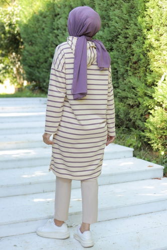 moda selvim Tunic 20451ETT926 Lilac - Thumbnail