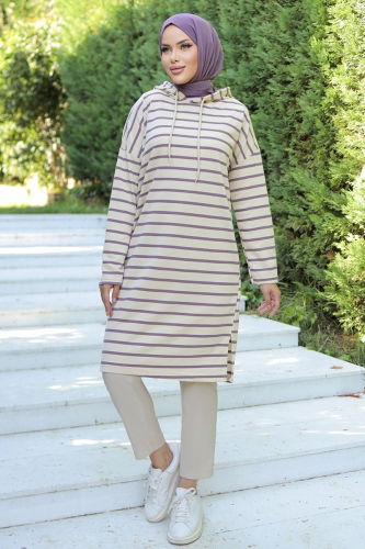 moda selvim Tunic 20451ETT926 Lilac - Thumbnail