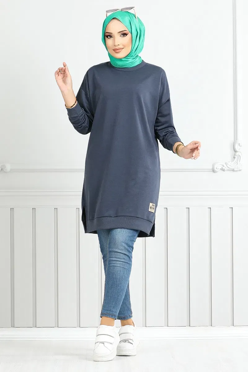 moda selvim Tunic 20455ETT902-M Anthracite - Thumbnail