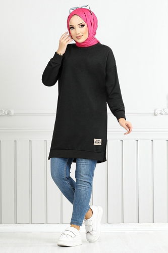 moda selvim Tunic 20455ETT902-M Black - Thumbnail