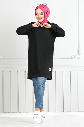 moda selvim Tunic 20455ETT902-M Black - Thumbnail