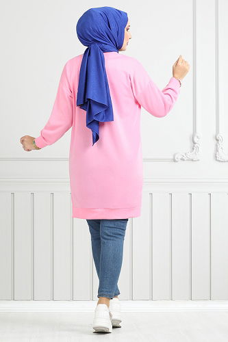moda selvim Tunic 20455ETT902-M Pink - Thumbnail