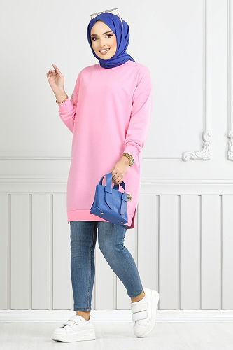 moda selvim Tunic 20455ETT902-M Pink - Thumbnail