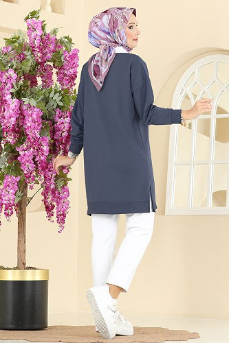 moda selvim بلوز رمادي غامق 20455ETT926 - Thumbnail