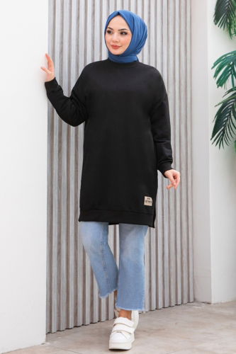 moda selvim Tunic 20455ETT926 Black - Thumbnail