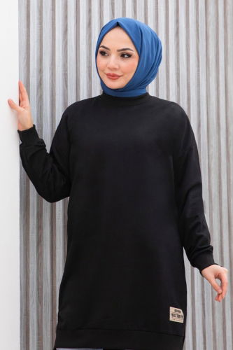 moda selvim Tunic 20455ETT926 Black - Thumbnail