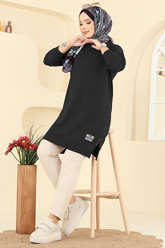 moda selvim Tunic 20455ETT926 Black - Thumbnail