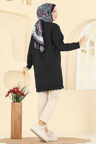 moda selvim Tunic 20455ETT926 Black - Thumbnail