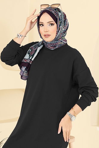 moda selvim بلوز أسود 20455ETT926 - Thumbnail