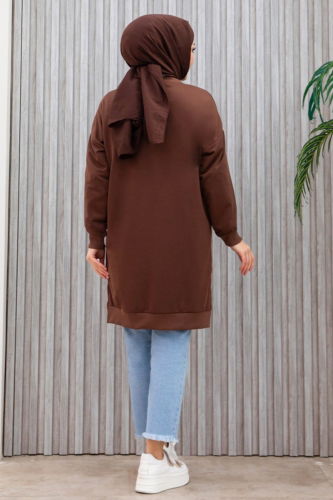 moda selvim Tunic 20455ETT926 Brown - Thumbnail