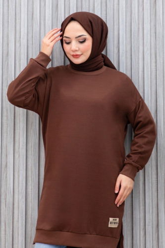 moda selvim Tunic 20455ETT926 Brown - Thumbnail