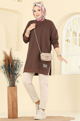 moda selvim بلوز بني 20455ETT926 - Thumbnail