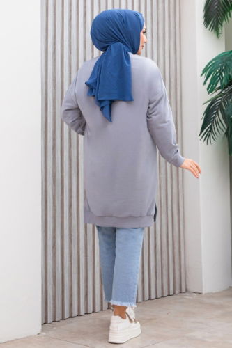 moda selvim Tunic 20455ETT926 Gray - Thumbnail