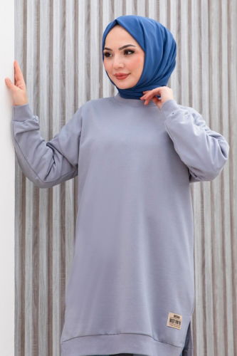 moda selvim Tunic 20455ETT926 Gray - Thumbnail