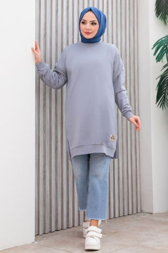 moda selvim Tunic 20455ETT926 Gray - Thumbnail