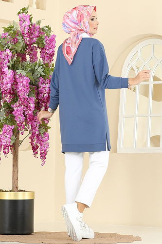 moda selvim بلوز ازرق 20455ETT926 - Thumbnail