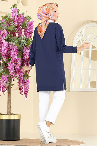 moda selvim Tunic 20455ETT926 Navy Blue - Thumbnail
