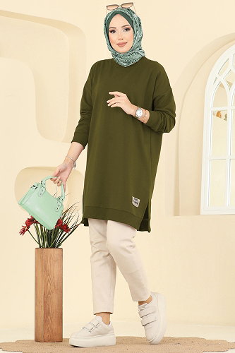 moda selvim بلوز أخضر 20455ETT926 - Thumbnail