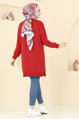 moda selvim Tunic 20455ETT926 Red - Thumbnail