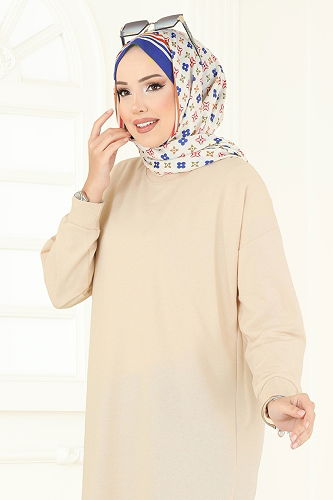 moda selvim Tunic 20455ETT926 Stone - Thumbnail