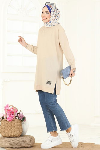 moda selvim بلوز بيج 20455ETT926 - Thumbnail