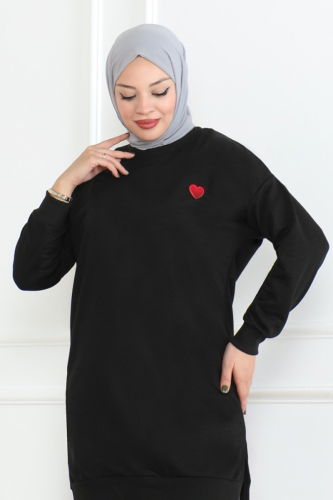 moda selvim Tunic 20483ETT926 Black - Thumbnail